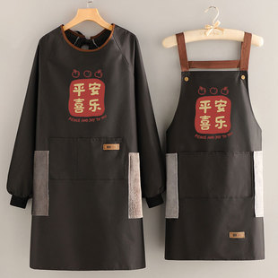 2023新款 厨房做饭防水围裙印字大人罩衣简约防油工作餐饮专用定制
