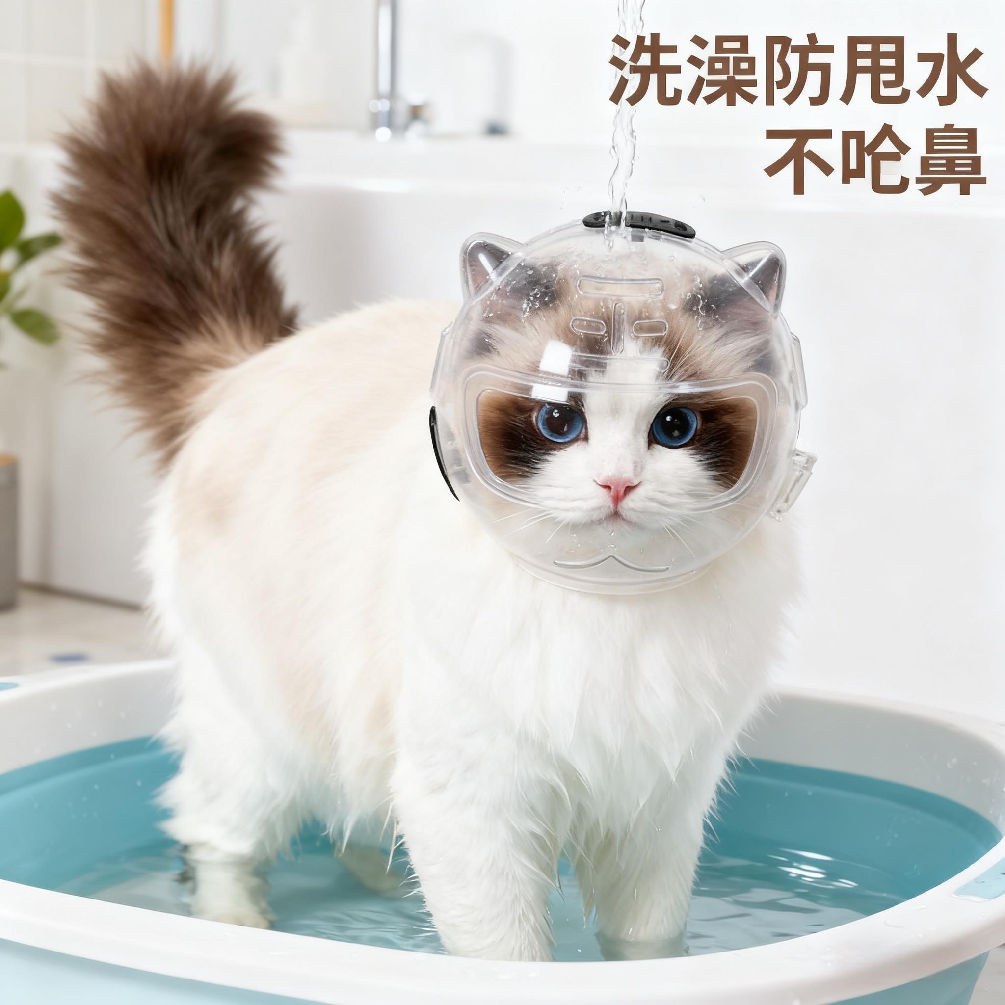 猫咪套头洗澡专用头套猫咪太空罩剪指甲嘴套防咬伤防舔头罩透气宠