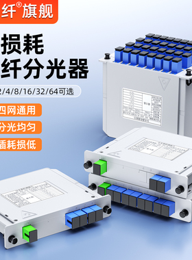 赛纤级插卡式分光器一分二光纤分路器1分4盒式单模方头SC/UPC尾纤1分2/6/8/16/32/64移动联通电信 插片式