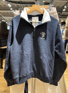 Brandy BM美式复古龙刺绣半拉链立领宽松卫衣女bm外套Polo领上衣