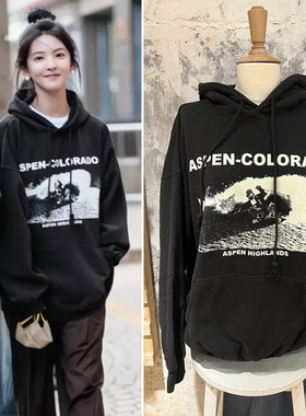 Brandy BM美式复古Aspen连帽套头卫衣 bm外套滑雪章若楠同款上衣