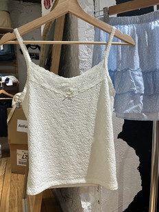 Brandy BM美式Arden tank褶皱蕾丝吊带女bm纯欲风蝴蝶结内搭背心