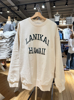 Brandy BM复古夏威夷HAWAII字母印花圆领套头卫衣bm宽松外套女秋