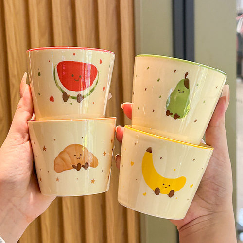 ins高颜值可爱水果可颂陶瓷喝水杯2025新款马克杯情侣牛奶咖啡杯