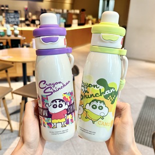 蜡笔小新保温杯儿童316不锈钢双饮壶2025新款 小学生上学专用杯子