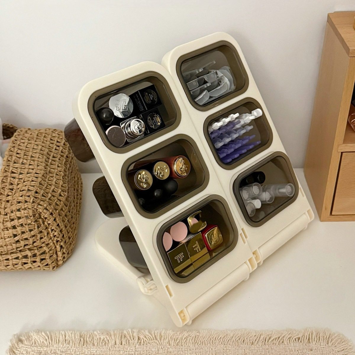 口红收纳盒桌面化妆刷美妆工具大容量收纳笔筒可拆卸多功能收纳盒,收纳整理,口红收纳包/盒/袋,淘宝优惠券,粉丝福利购,淘宝优惠卷