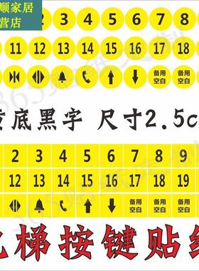 电梯按键按钮数字贴圆形方形定制数字按键贴按钮贴防水数字贴纸膜