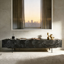 艺术符号北欧表情电视柜柚木雕花玄关侘寂风客厅中古实木高端家具