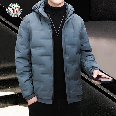 蒙口宁男士连帽2024冬季爆款牙刷短款冬天加厚白鸭绒男款羽绒服
