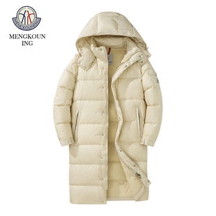 蒙口宁2025冬款羽绒服女玛雅中长款过膝亮面免洗哑光加厚大码外套
