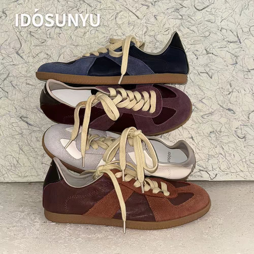 idosunyu欧货小众设计师复古气质真皮德训鞋平底百搭女板鞋