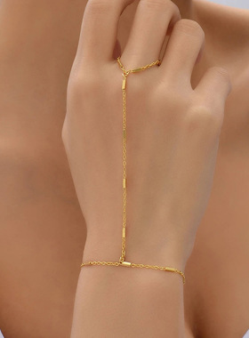 欧美新款百搭手饰品 简约白色珍珠手链 女士蝴蝶连指手链厂家批发