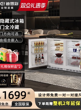 DINCEI全嵌入卧式橱柜门一体家用单门台下内嵌隐藏迷你矮冰箱90升
