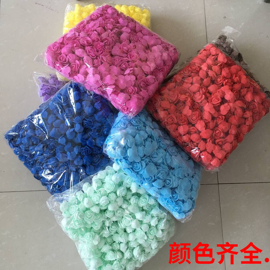 新款3.5cm仿真PE泡沫玫瑰花朵手工装饰花花环用花假花小花头整包5
