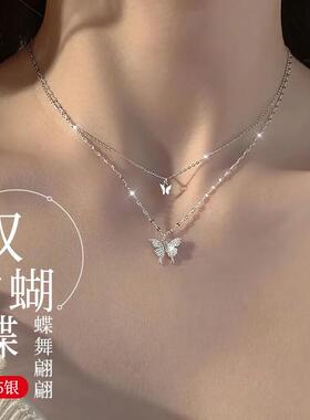 S925纯银蝴蝶项链女款轻奢小众2025新款爆款女生锁骨链生日礼物