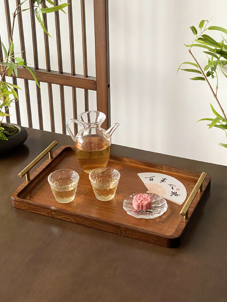 新中式带把茶盘家用放茶杯托盘木质长方形餐盘下午茶点心盘展示盘,餐饮具,盘,淘宝优惠券,粉丝福利购,淘宝优惠卷