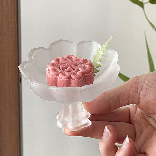 玻璃磨砂玻璃茶点心中式莲花糕点