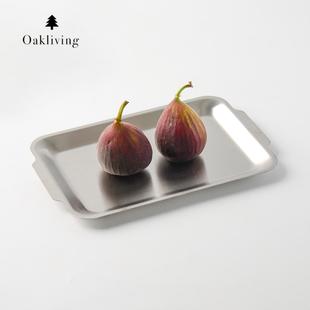 oakliving304不锈钢餐盘长方形托盘家用菜盘子水果盘蛋糕甜品盘