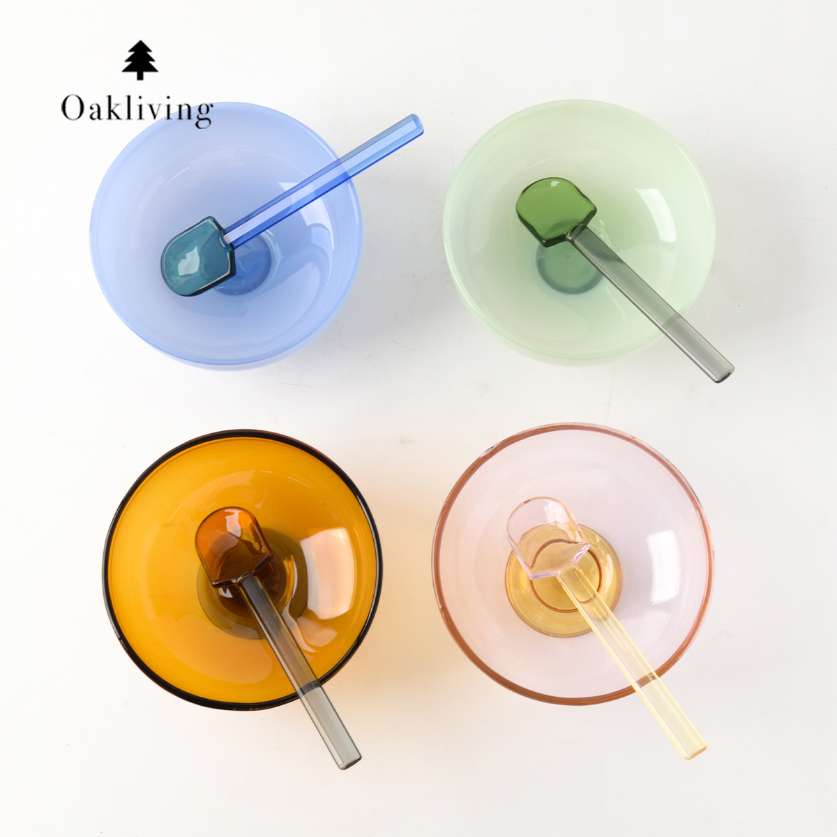 oakliving耐热彩玻甜品沙拉碗
