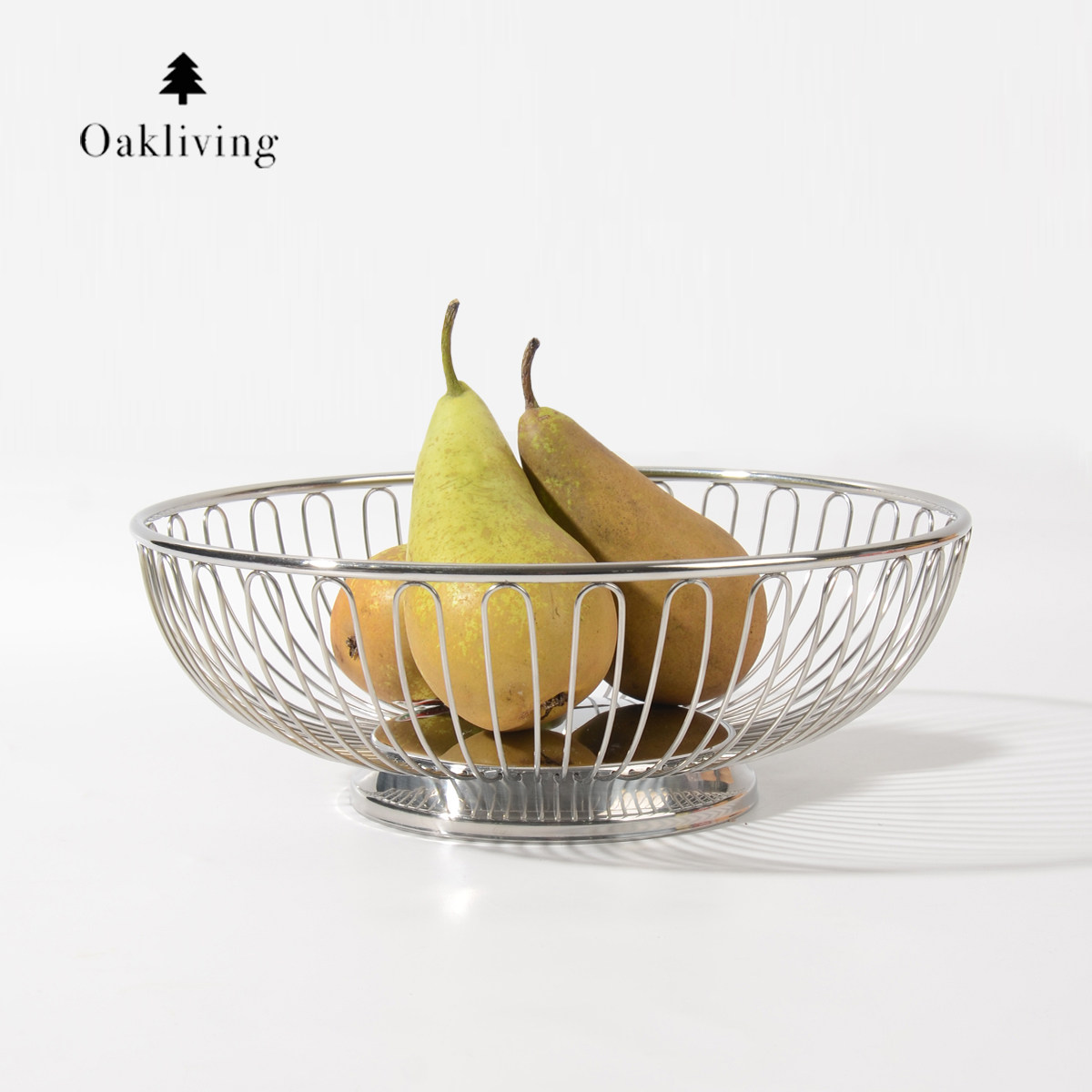 oakliving不锈钢镂空水果篮创意蔬菜沥水篮家用客厅茶几摆件置物