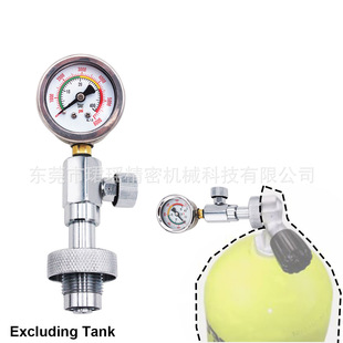 跨境供应G5/8潜水瓶阀门高压测压接头400bar/6000psi压力表