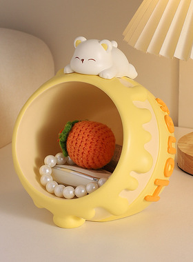 轻奢高档蜜罐熊钥匙玄关收纳树脂摆件家居客厅办公桌面装饰品礼品