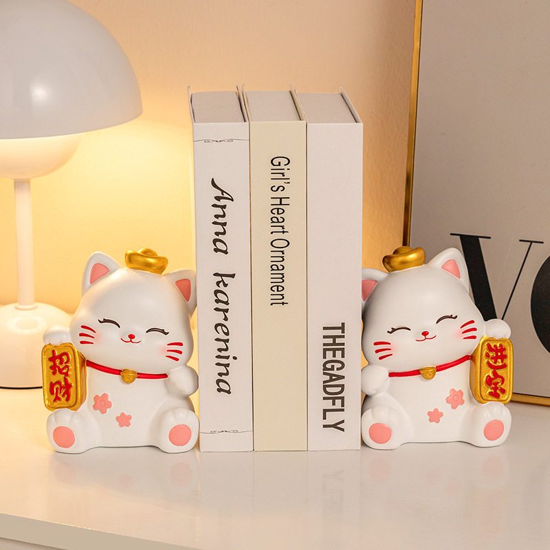 新中式树脂招财猫书挡摆件