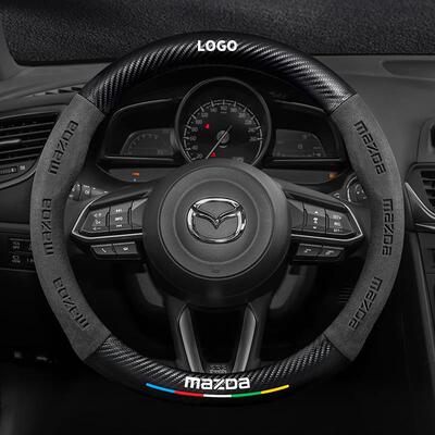 适用马自达CX4方向盘套16-21款超薄真皮翻毛碳纤防滑吸汗汽车把套