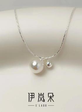 伊岚朵【设计师】珍珠8mm银球项链｜925银大码加长高知女性锁骨链