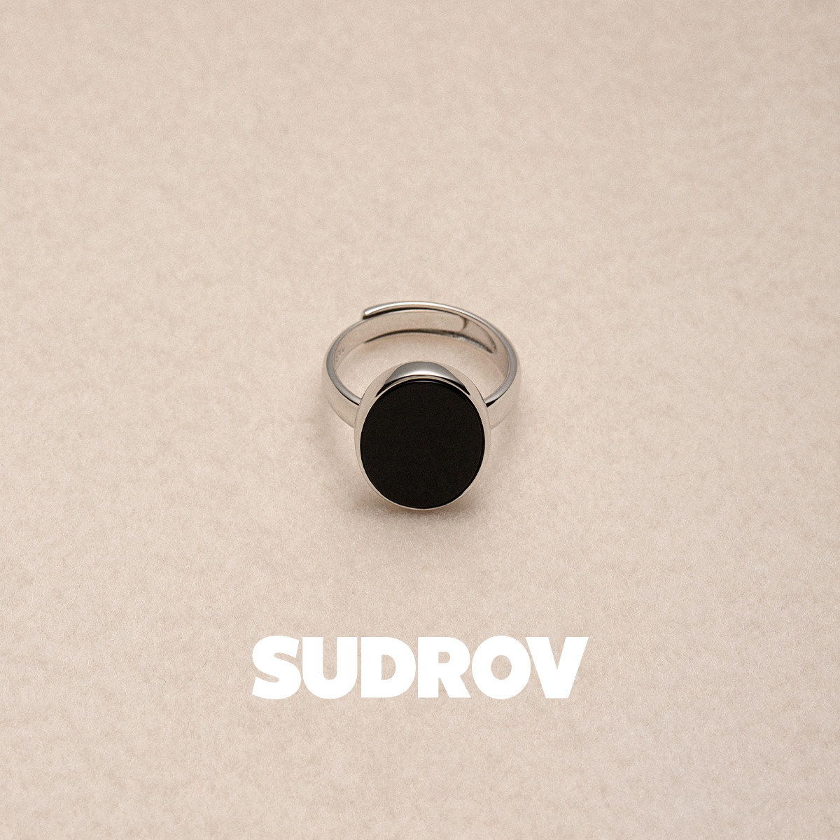 素觉925银黑玛瑙冷淡风小众设计开口戒指女食指戒个性简约指环