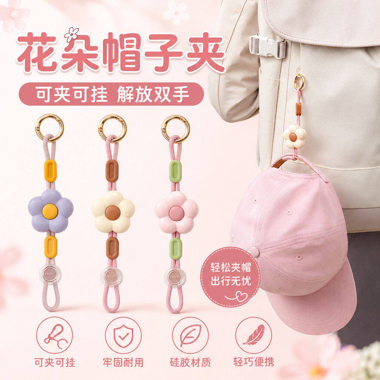新款花朵夹子出行帽夹旅