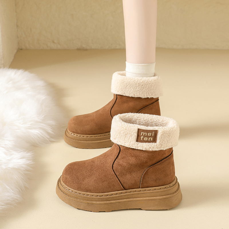 毛毛勃肯靴子女2025新款冬季厚底增高保暖棉鞋加绒加厚雪地靴34码