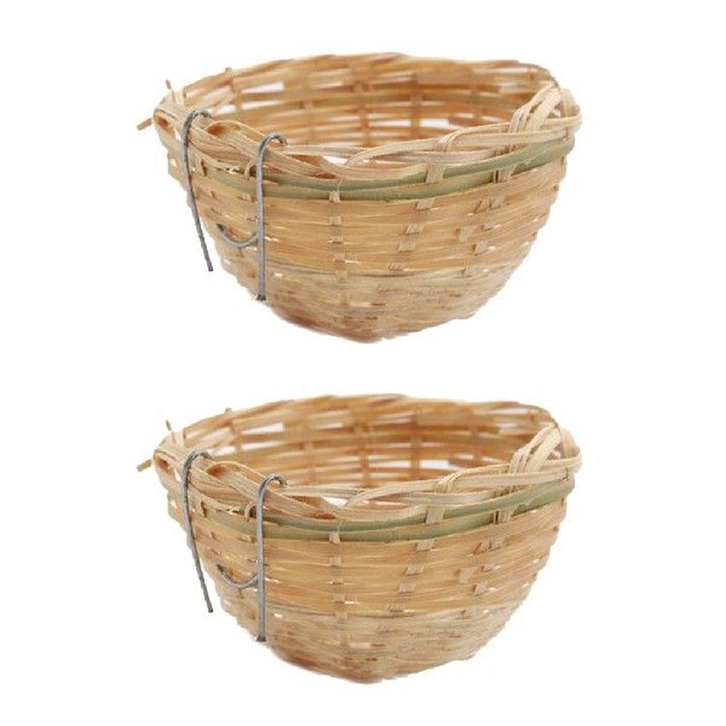2Pcs Handwoven Bamboo Bird Nest Cage House Hatching