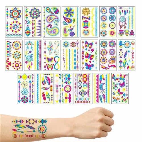 Neon Tattoos Glow In The Dark Body Stickers 20Pcs Tattoos