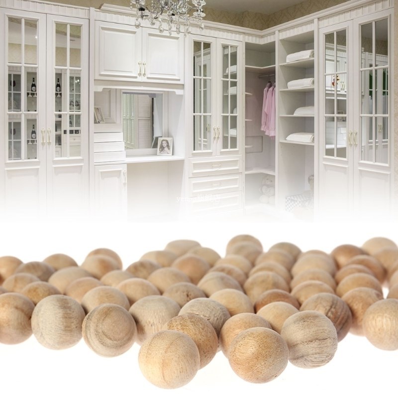 100Pcs Natural Cedar Wood Moth Balls Camphor Repellent Wardr