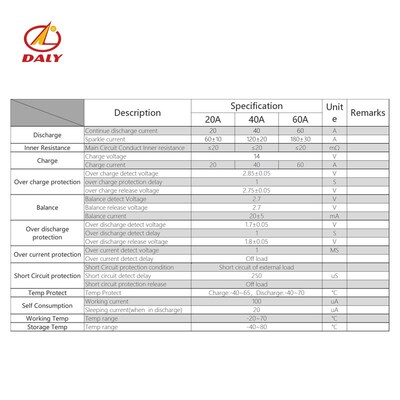 18650 6s LTO bms 14.4v 20A 40A 60A lithium battery managet s