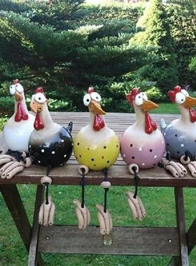 Yard Art Decor Chicken Garden Lawn Plug Ceramic Hen Rooster