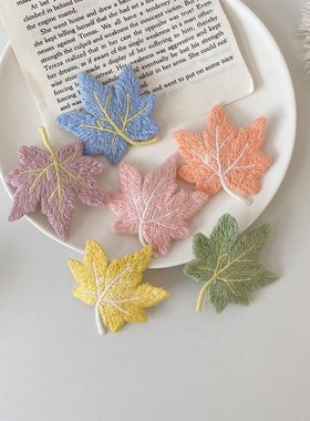 Maple leaf season!New embroidered cloth hair clip BB clips I