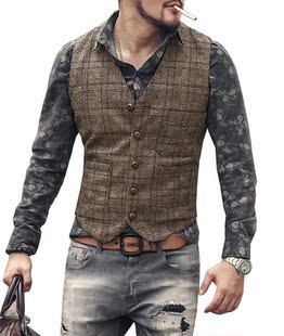 mens suit vests men brown black waistcoat vest man plaid ste