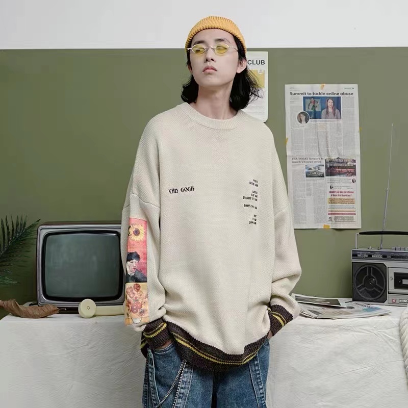 Crewneck Sweater Men Fashion Gengar Brand Van Gogh Human car