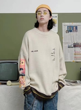 Crewneck Sweater Men Fashion Gengar Brand Van Gogh Human car