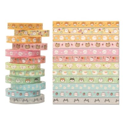 18Pcs Classic Animal Sticker Tape Roll Scrapbook Decorative