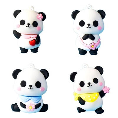 4pcs Cute Cartoon Panda Pendant for DIY Keychain Key Ring Mo