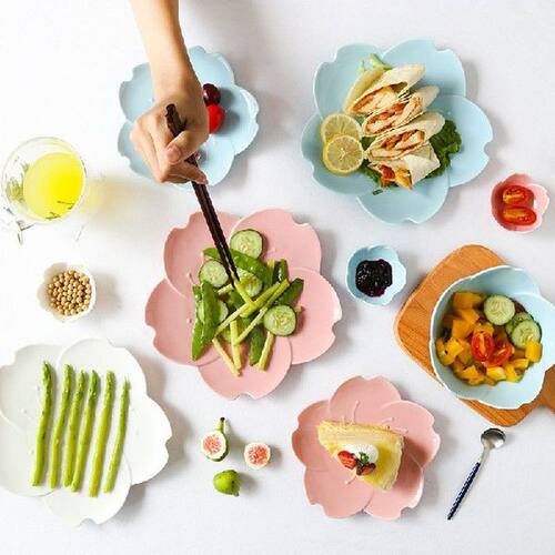 Ceramic Plate Set Assiette Dinner Plate Flower Dish Dessert