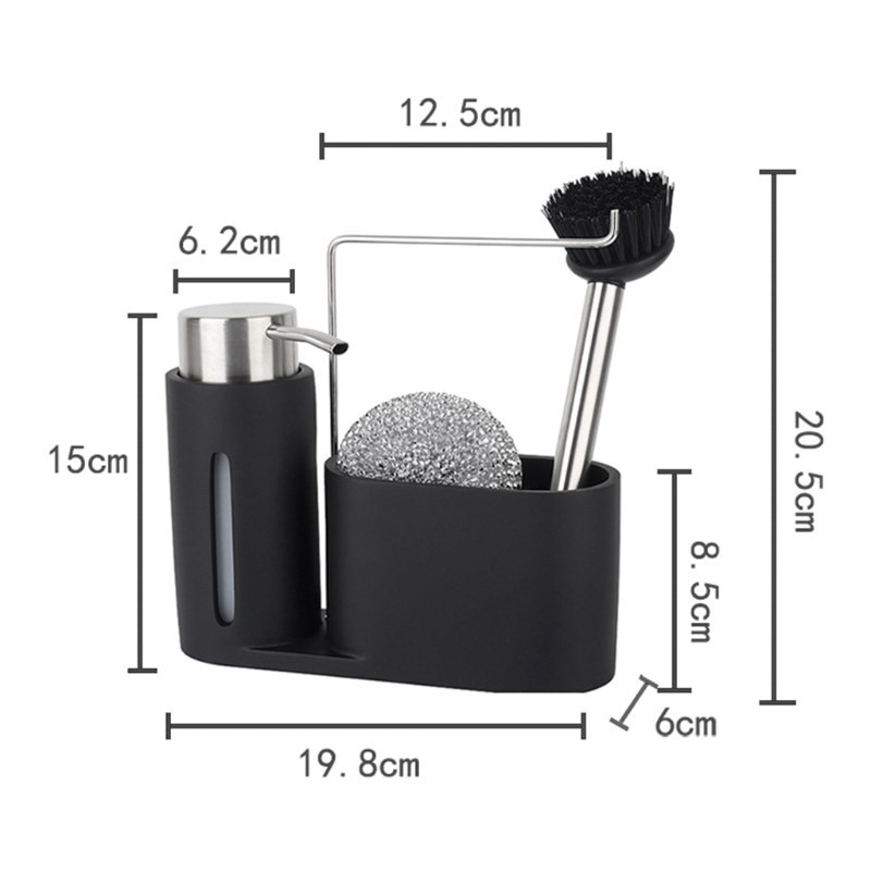 4pcs/set Kitchen Sink Caddy Cleaning Kit Soap Dispenser Stee