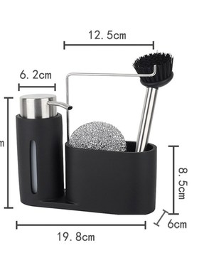 4pcs/set Kitchen Sink Caddy Cleaning Kit Soap Dispenser Stee