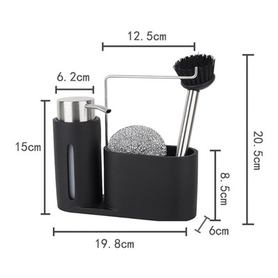 4pcs/set Kitchen Sink Caddy Cleaning Kit Soap Dispenser Stee