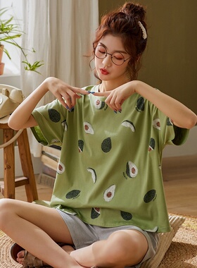 BZEL Green Sleepwear Sets For Women Lovely Avocado Pattern P