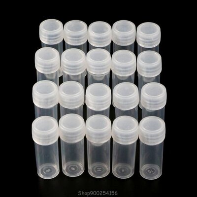 20Pcs 5ml Plastic Test Tubes Vials Sample Container Powder C