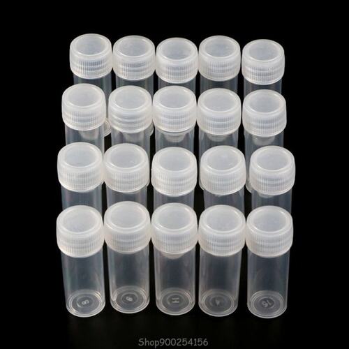 20Pcs 5ml Plastic Test Tubes Vials Sample Container Powder C